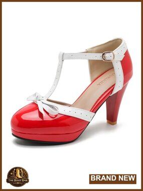 Womens T-Strap Mary Jane Platform Bow Heels Lolita Vintage Dress Pumps